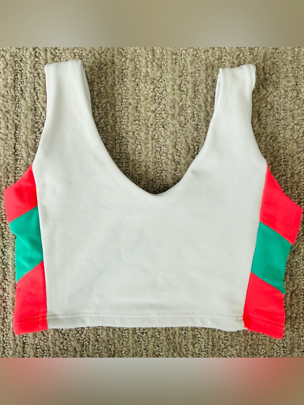 Tiger Friday- Colorblock Crop in White, Coral & Aqua